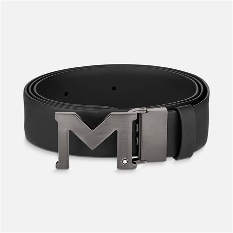 mont blanc black leather belt.